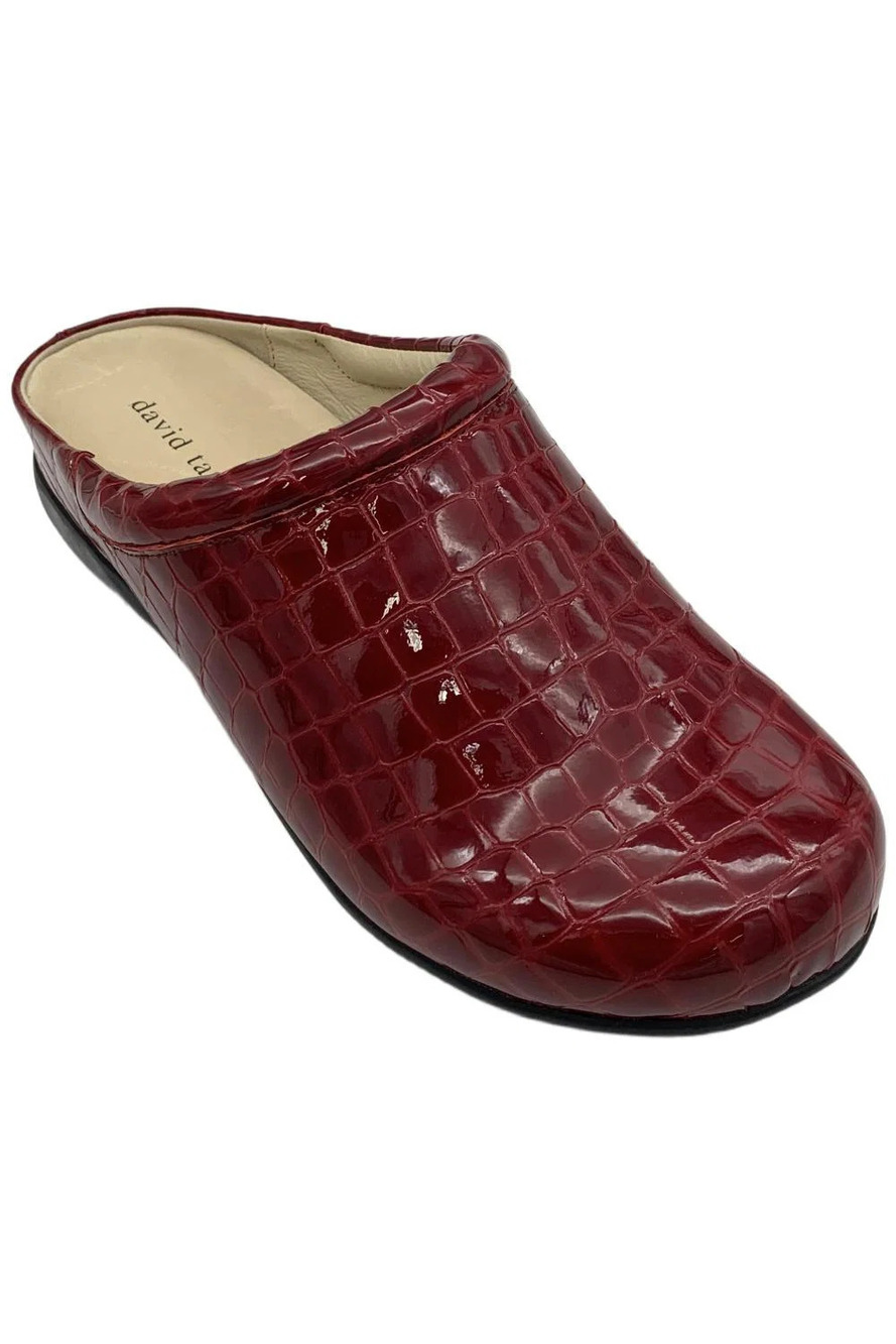 David Tate Women's Catalina Clog Croc Patent Red - Wide